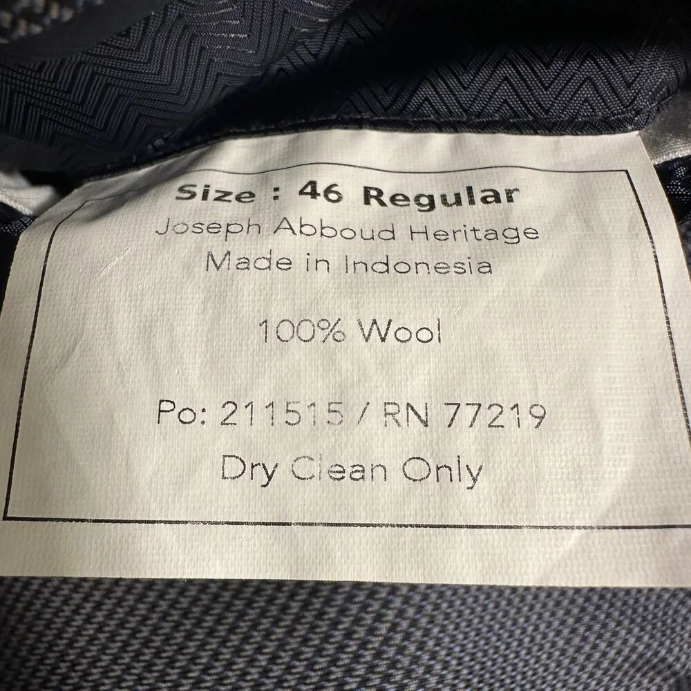Joseph Abboud Mens Blazer 46R Italian Wool Sport Coat Two Button Jacket Blue